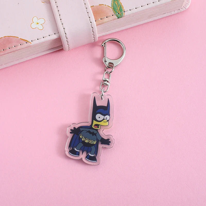 Simpsons Anime Lilo and Stitch Pendant Keychains Holder Car Key Chain Key Ring Mobile Phone Bag Hanging Jewelry Gifts