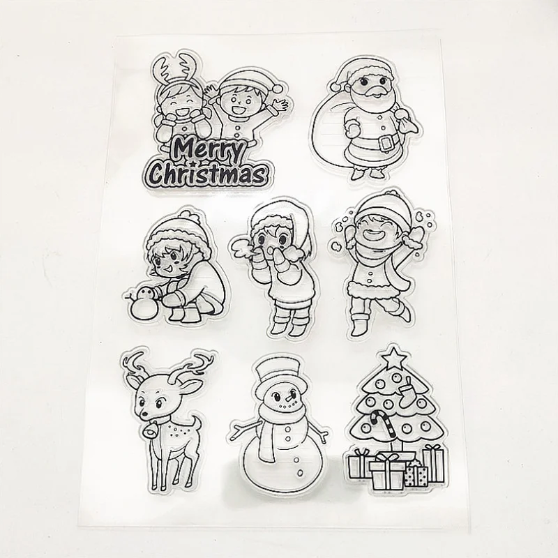 Christmas Theme Silicone Finished Stamp Transparent Rubber DIY Scrapbook Journal Coloring Embossed Stencils Reusable Decorative