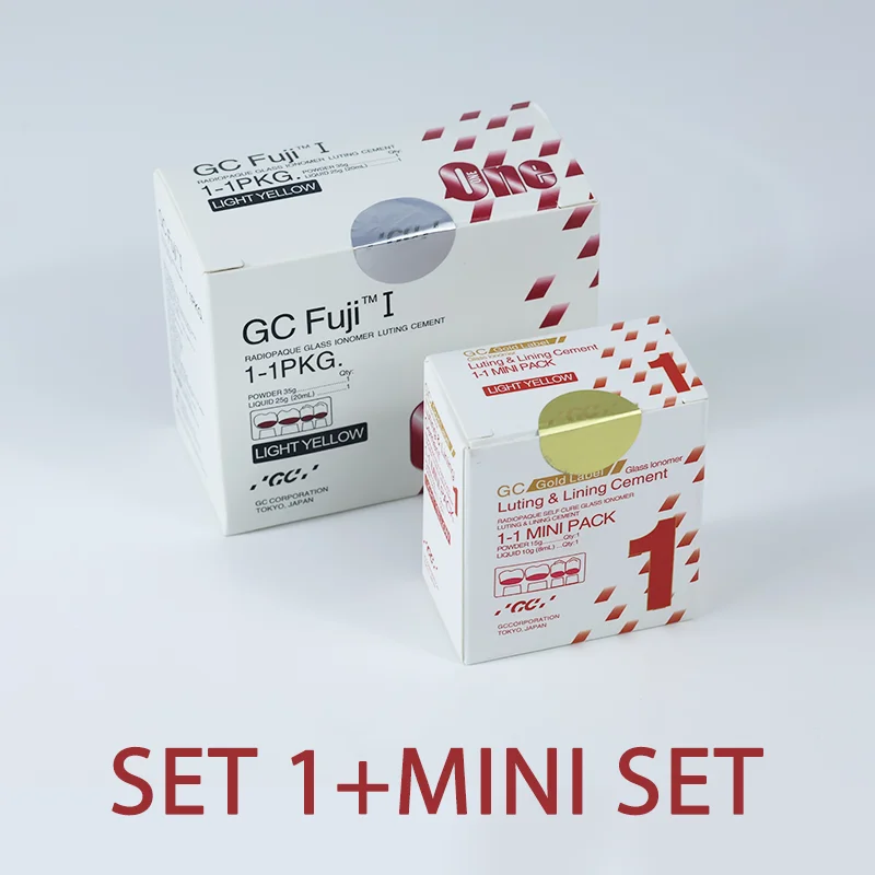 GC Fuji I Glasionomer-Zement 35g Pulver 25g Flüssigkeit Röntgenundurchlässiger Hellgelber Befestigungszement für Kronen und Brücken Permanent