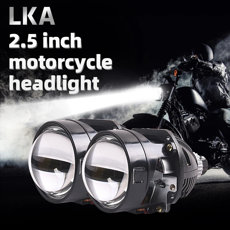 

LKA 2.5 inches Dual Chips Bi LED Projector Lens Headlamp for Car 47W 5500k H4 H7 9005 9006 Motorcycle Headlamp