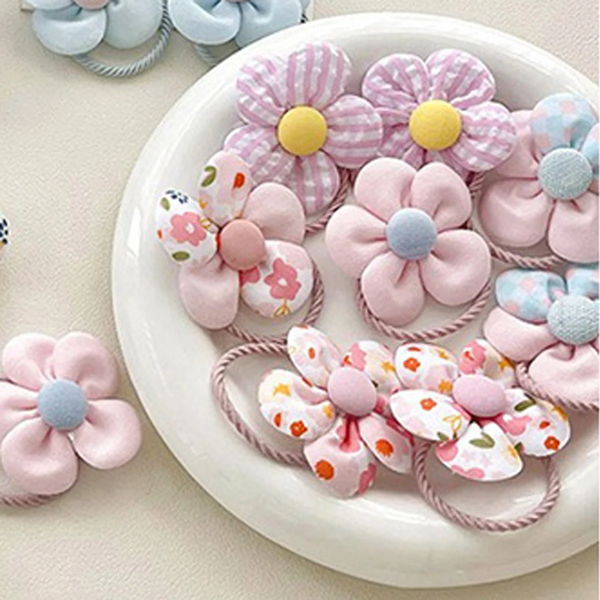 10pcs New Korean Hair Clip Lace Flower Bow Pearl Side Clip Cute Sweet Fresh Candy Color Children\'s Hair Accessories