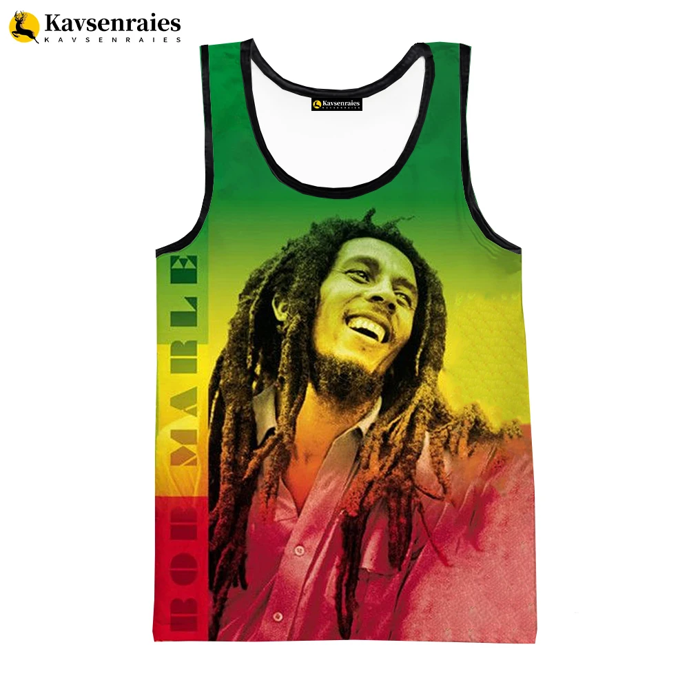 Bob Marley 3D Vest 2023 New Summer Fitness Men Tank Tops Sleeveless Hip Hop Harajuku Streetwear Oversized Beach Undershirt