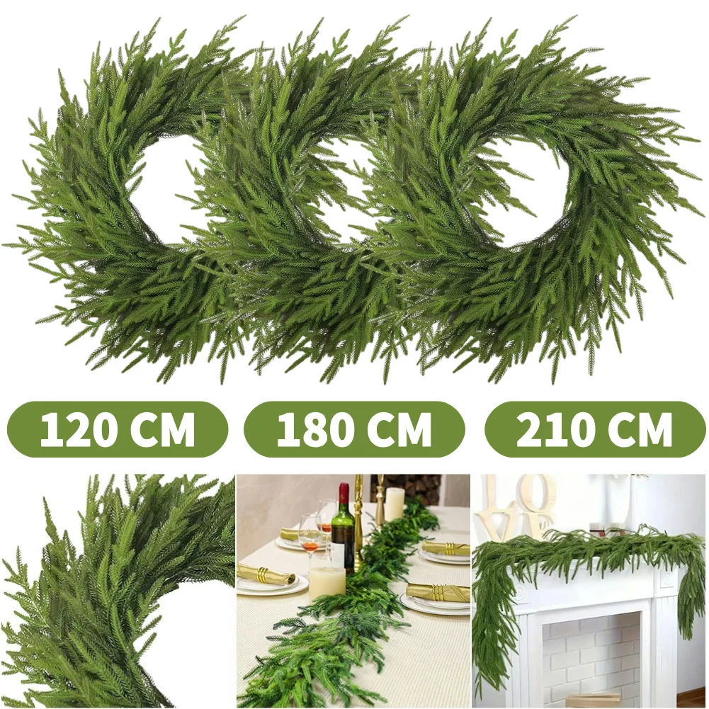 

Christmas Garland Soft Bendable Artificial Norfolk Pine Garland Faux Cedar Garland for Holiday Mantle Fireplace Table Home Decor