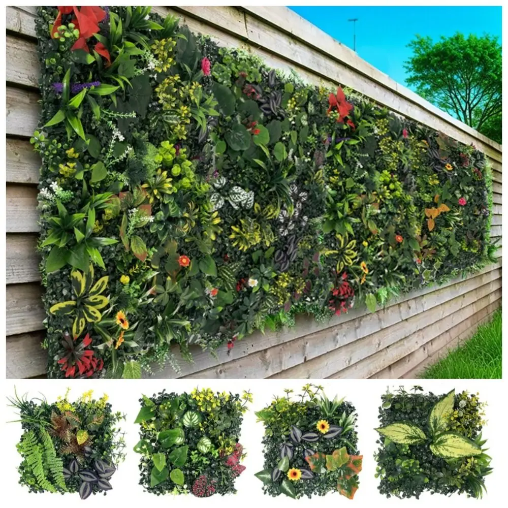 DIY Artificial Plant Wall Panel Sunflower UV Protection Artificial Eucalyptus Carpet Eternal Life Lifelike Artificial Fern Grass