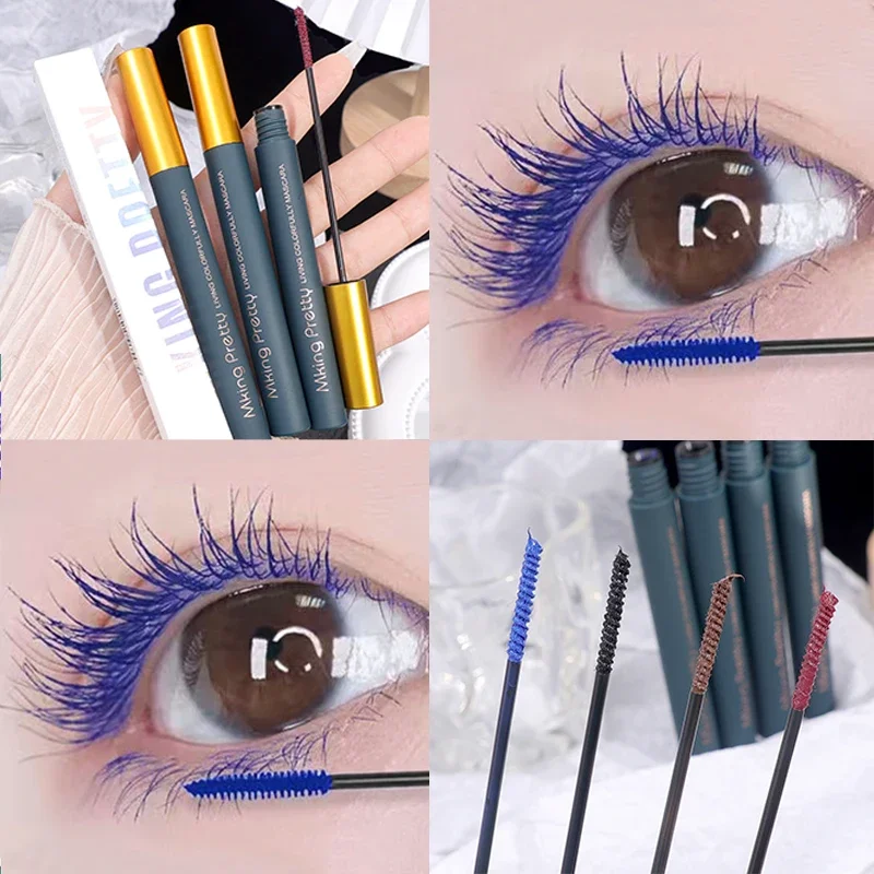 Waterproof Ultra-fine Mascara Natural Thick Curl Lengthen Eyelashes Black Blue Brown Mascara Professional Makeup Korean Cosmetic