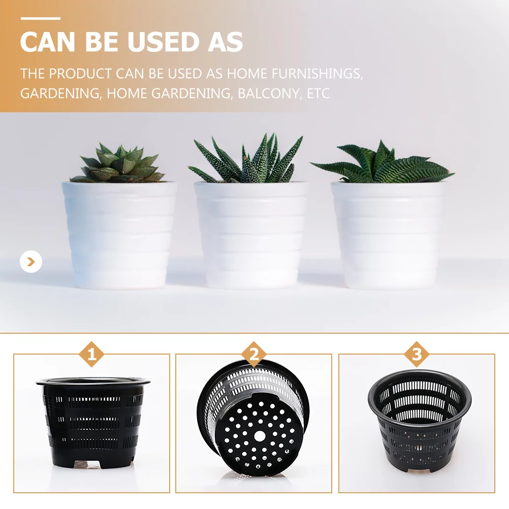 

5pcs Black Mesh Pot 5.5Inch Plastic Flower Pots For Succulents Orchids With Drainage Holes Indoor Outdoor Planting Containers