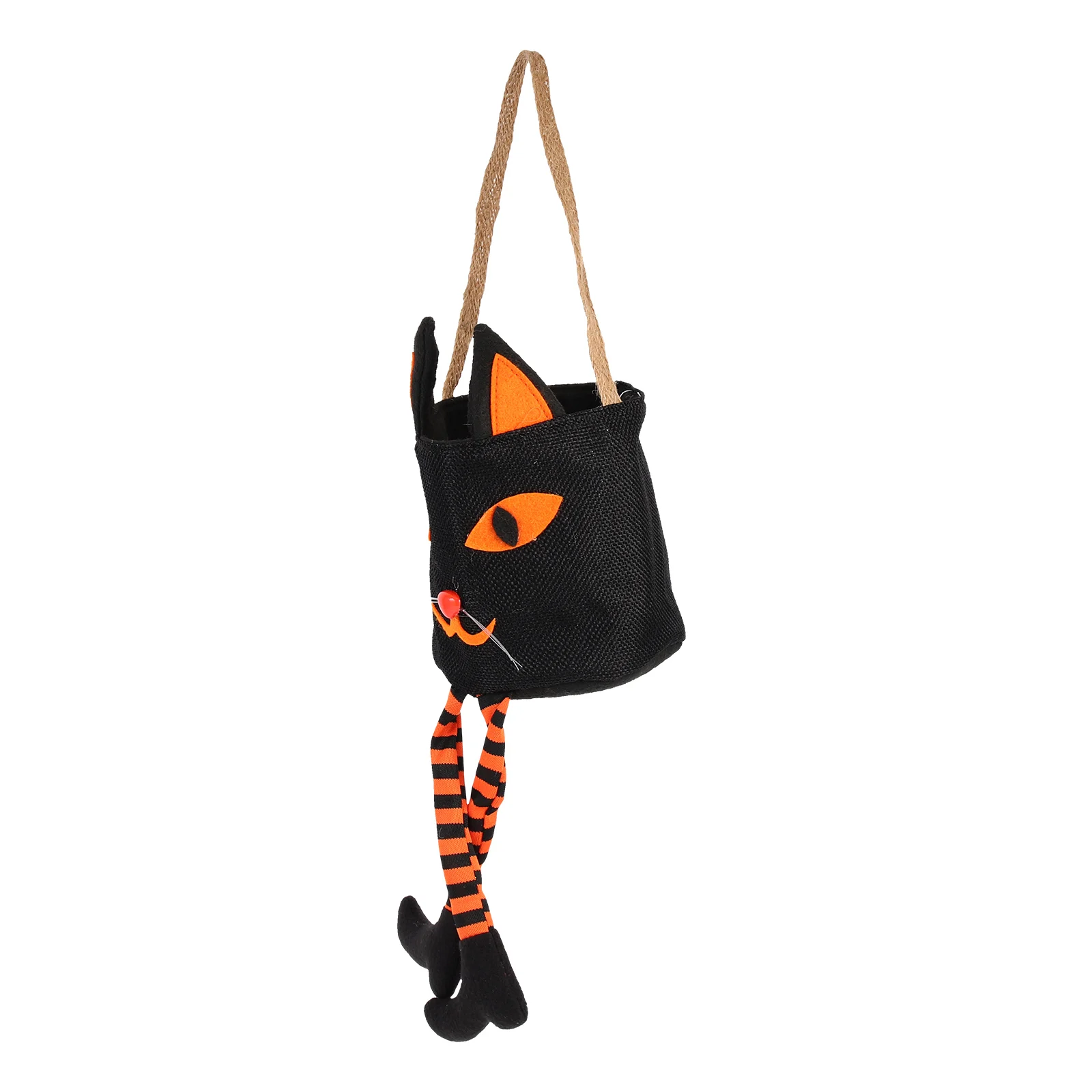 

Long Legged Cat Candy Bag Halloween Party Cloth Bucket Treat Sweets Kids Theme Storage Goodie Toy Snack Gift Container Halloween