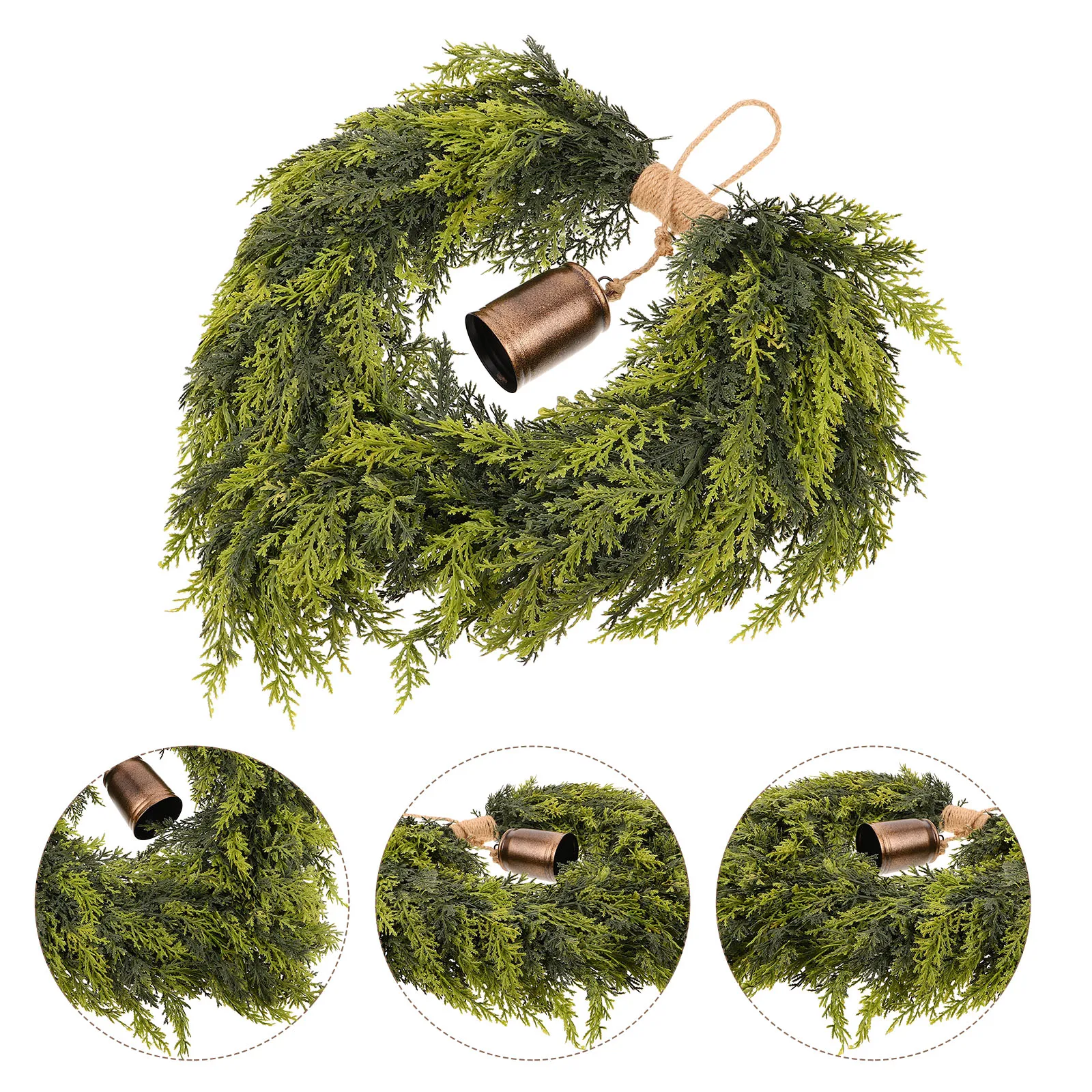 

Christmas Decorations Home Door Garland with Bell for Front Faux Cedar Wreath Wreaths The