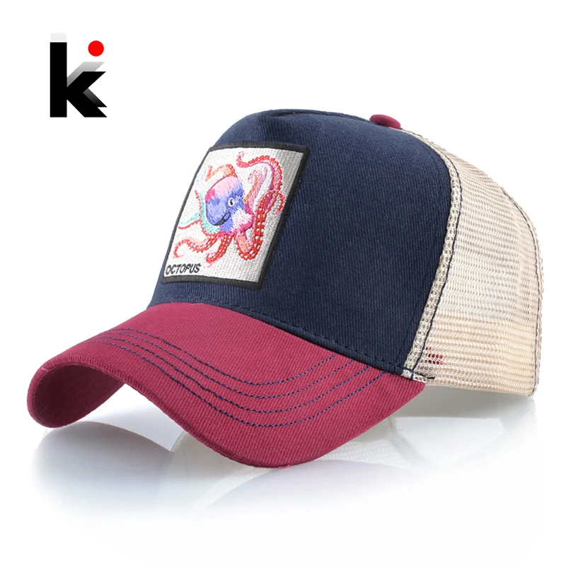 Unisex Baseball Cap With Octopus Patch For Men And Women Four Season Snapback Trucker Hats Outdoor Breathable Casual Sports Cap