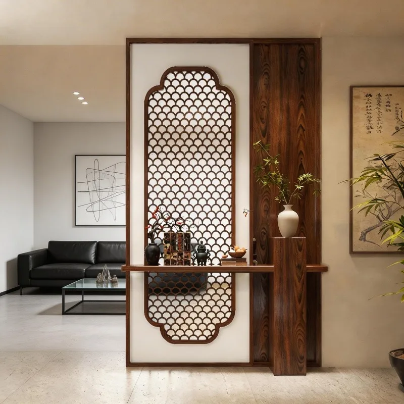 Partition screen shelf, facing the door, Song Dynasty aesthetics Chinese solid wood