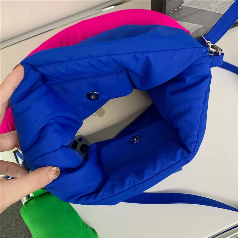 Fashion Contrasting Colors Quality Down Fabric Handbag Space Pad Pillow Square Shoulder Crossbody Bags for Women Purse 2024 Sac