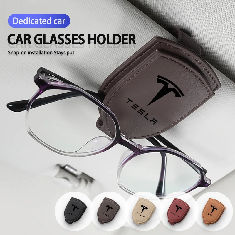 Car Sun Visor Glasses Clip Hanger Fastener Sunglasses Holder For Tesla Model 3 Y S X Roadster Bonina Coil