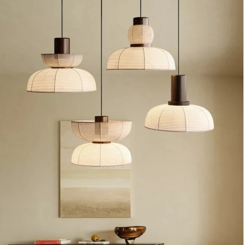 Akari Noguchi Yong Rice Paper Pendant Light Wabi sabi rice paper Chandelier for Bedroom Dining Room Japanese lamp