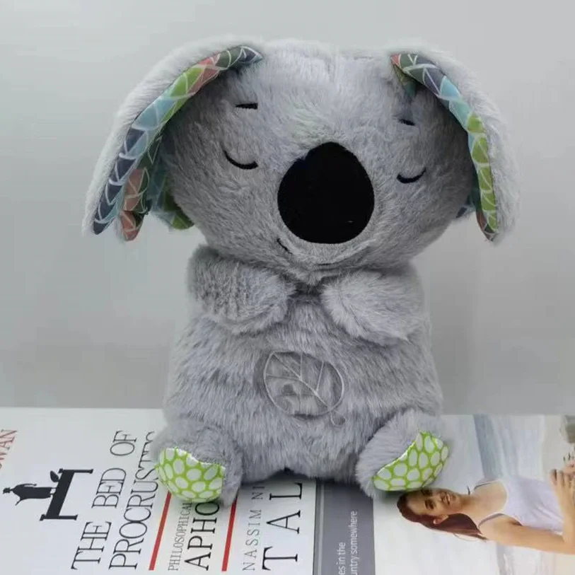 Boneca de pelúcia com urso respirador para recém-nascido, companheiro dormindo, som e luz, lontra, brinquedo para crianças, calmante, sono, presente