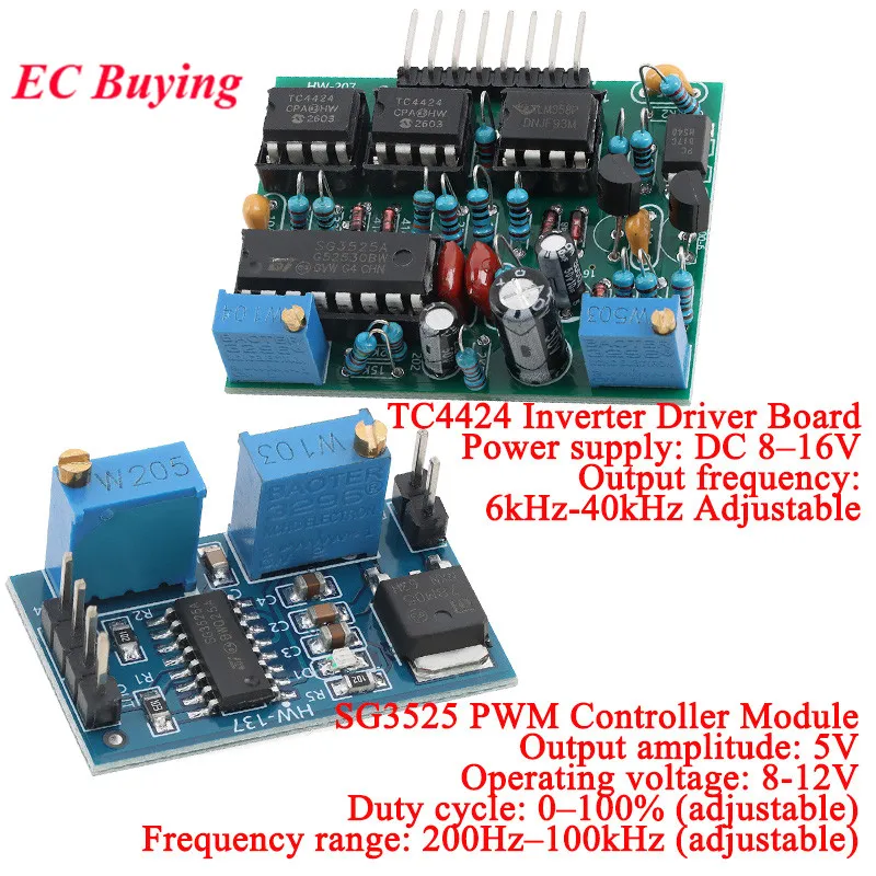 TC4424 SG3525A Inverter Driver Board Preamp SG3525 PWM Controller Module Adjustable Frequency Duty Cycle Waveform Generator