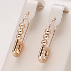 Kinel Hot Fashion Glossy Dangle Earrings 585 Rose Gold Simple Geometric Bead Earrings For Women High Quality Daily Fine Jewelry