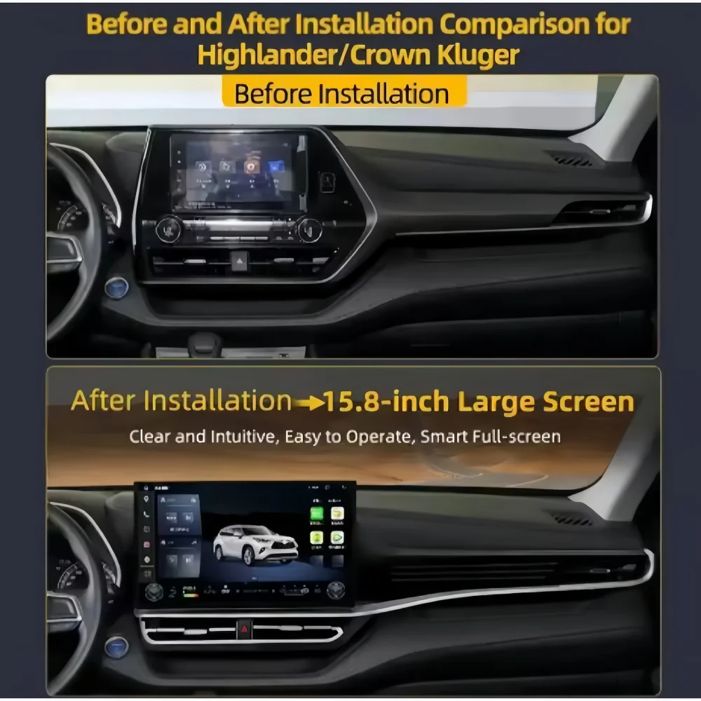 Stereo Car GPS Navigation Carplay Audio DSP 15.8inch For Toyota Highlander Crown Kulger 2022-2025 Android Auto Multimedia Player