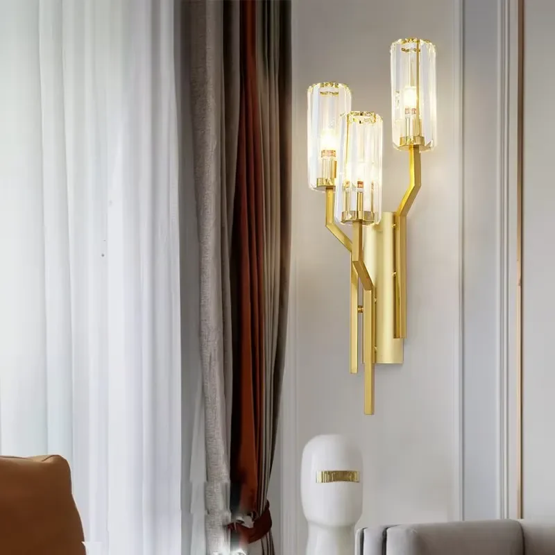 Light Post-Modern Golden Glass Wall Lamp for Hotel Villa Lobby Wall Lighting for Living Room Aisle Corridor view 5