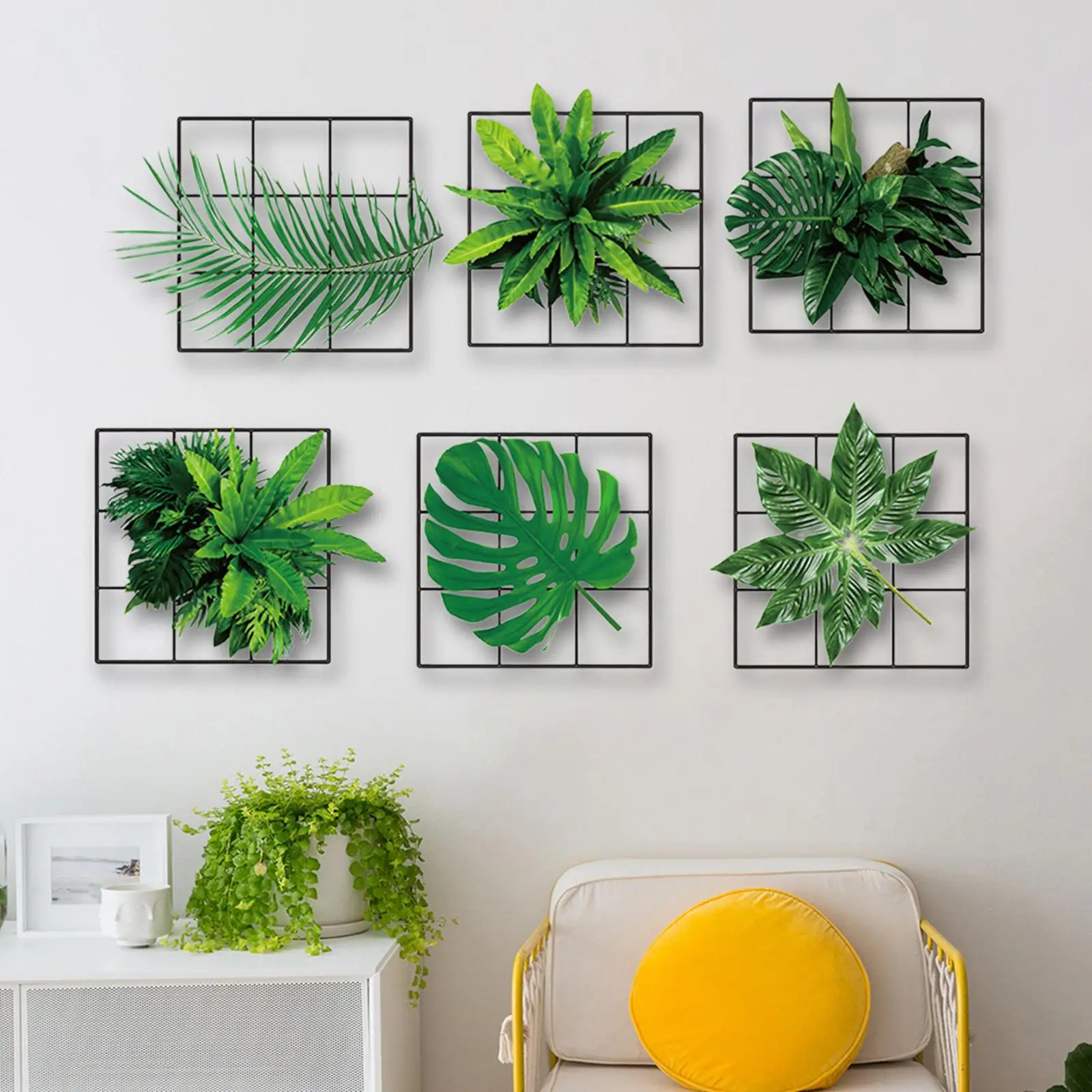 Green Leaves Wall Decoration Art Sticker Self Sticky 6 Patterns Waterproof Mural Decorative for Bedroom Accessories Reusable