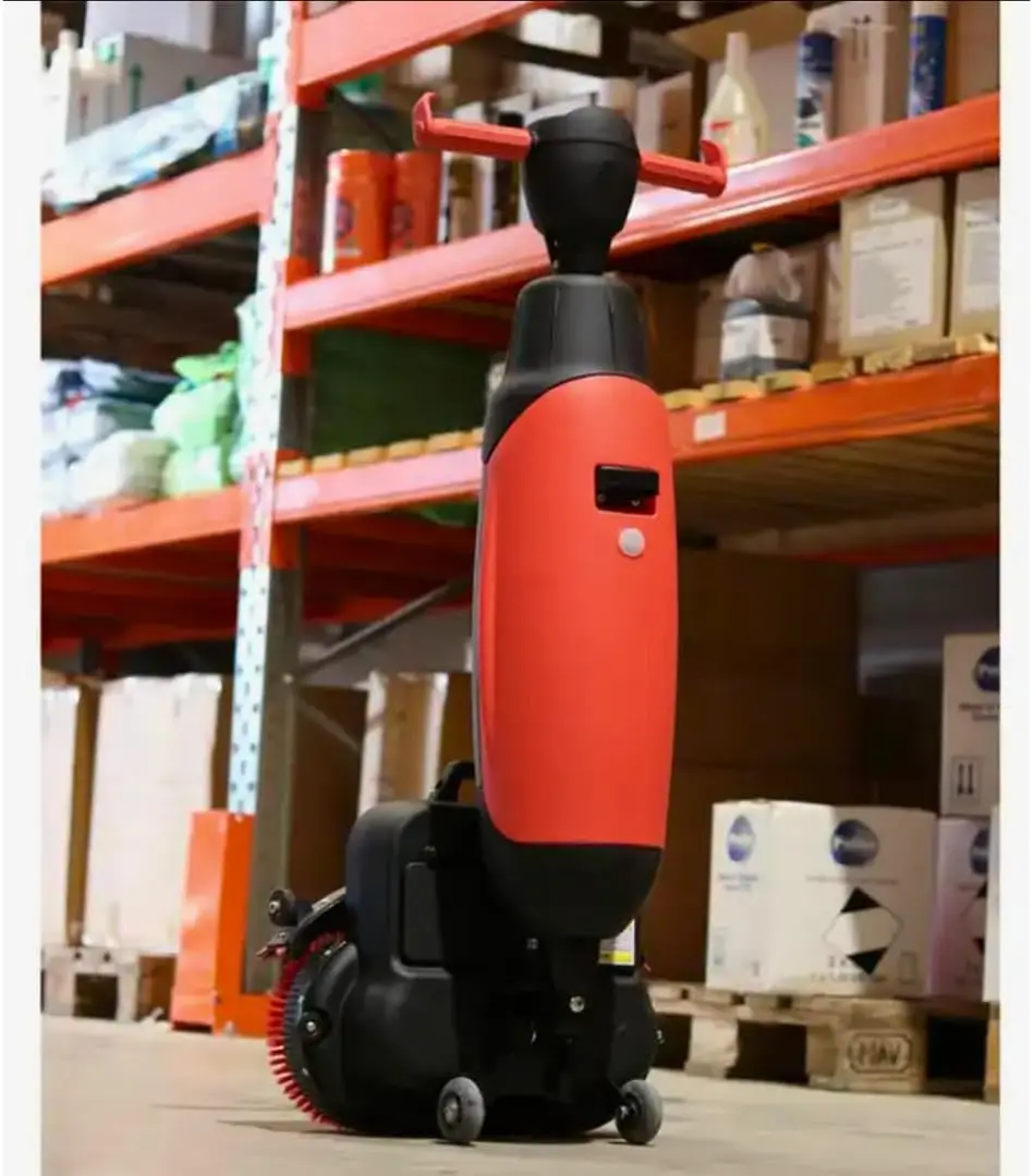 17" Commercial Floor Scrubber Machine, Rotary Double Brushes, 10000 sqft/h, Cordless Rechargeable Lithium Battery