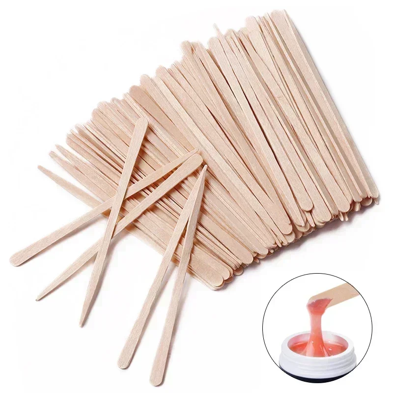 100pcs Disposable Wooden Waxing Stick Wax Bean Wiping Wax Tool Disposable Hair Removal Beauty Body Beauty Tool Uñas Nail Charms