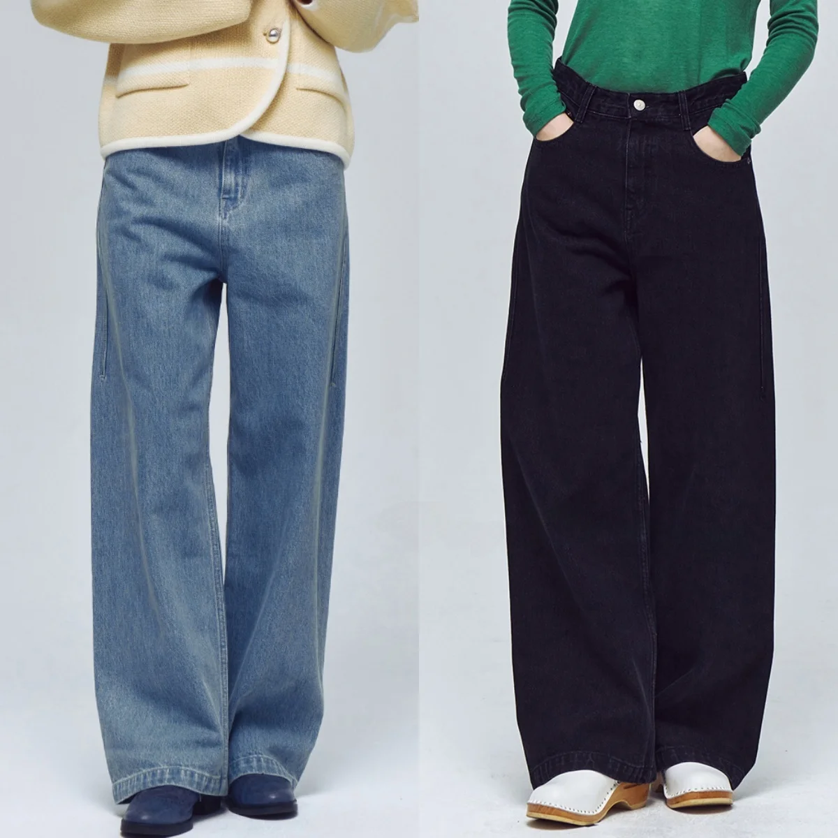 

Classic Korean Style Pure Cotton Straight Leg Jeans mid High Waist Casual Versatile Long Pants Spring Autumn Ladies Jeans