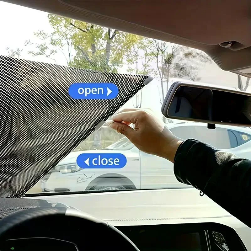 Portable Retractable Roller Shade With Suction Cups Sun Protection And Heat Insulation Perfect For Home Windows And Car Use