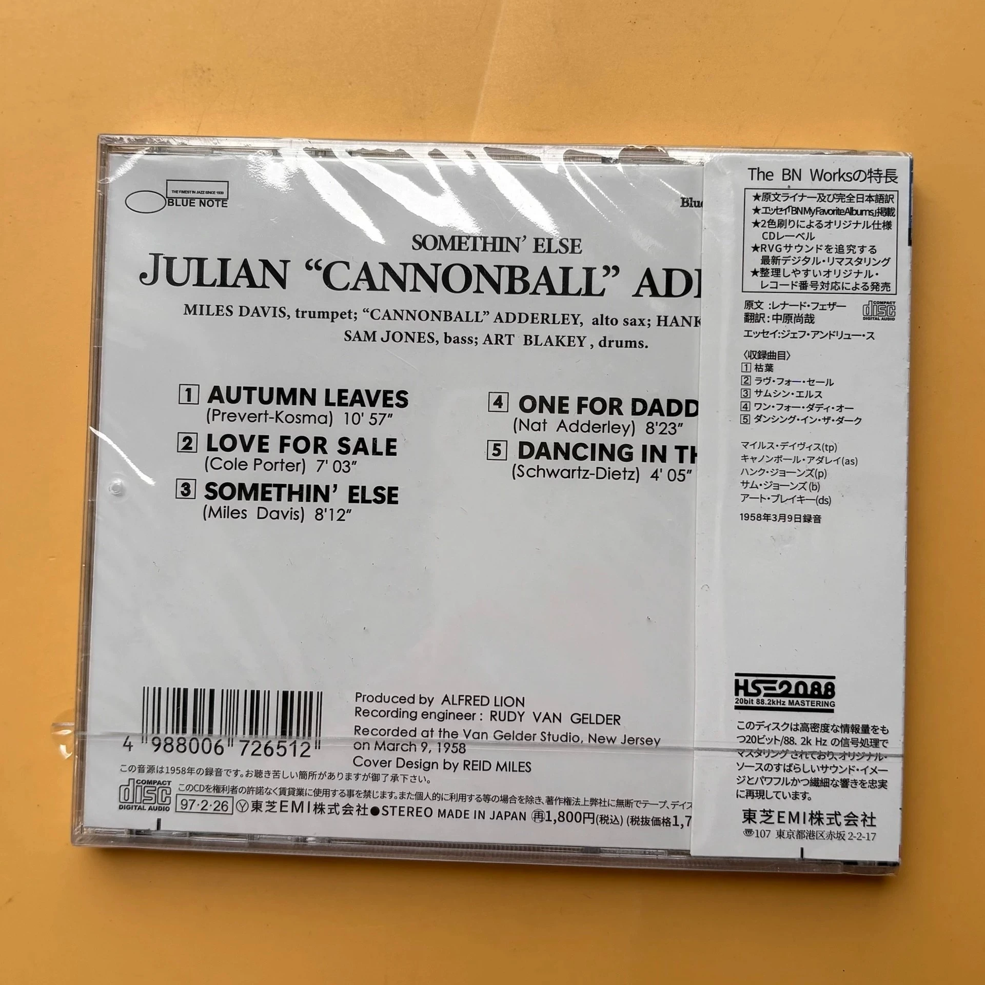 Jazz Cannonball Adderley Music CD Somethin' Else Album Autumn Leaves Music Record Cosplay Walkman Car Soundtracks Box Collection