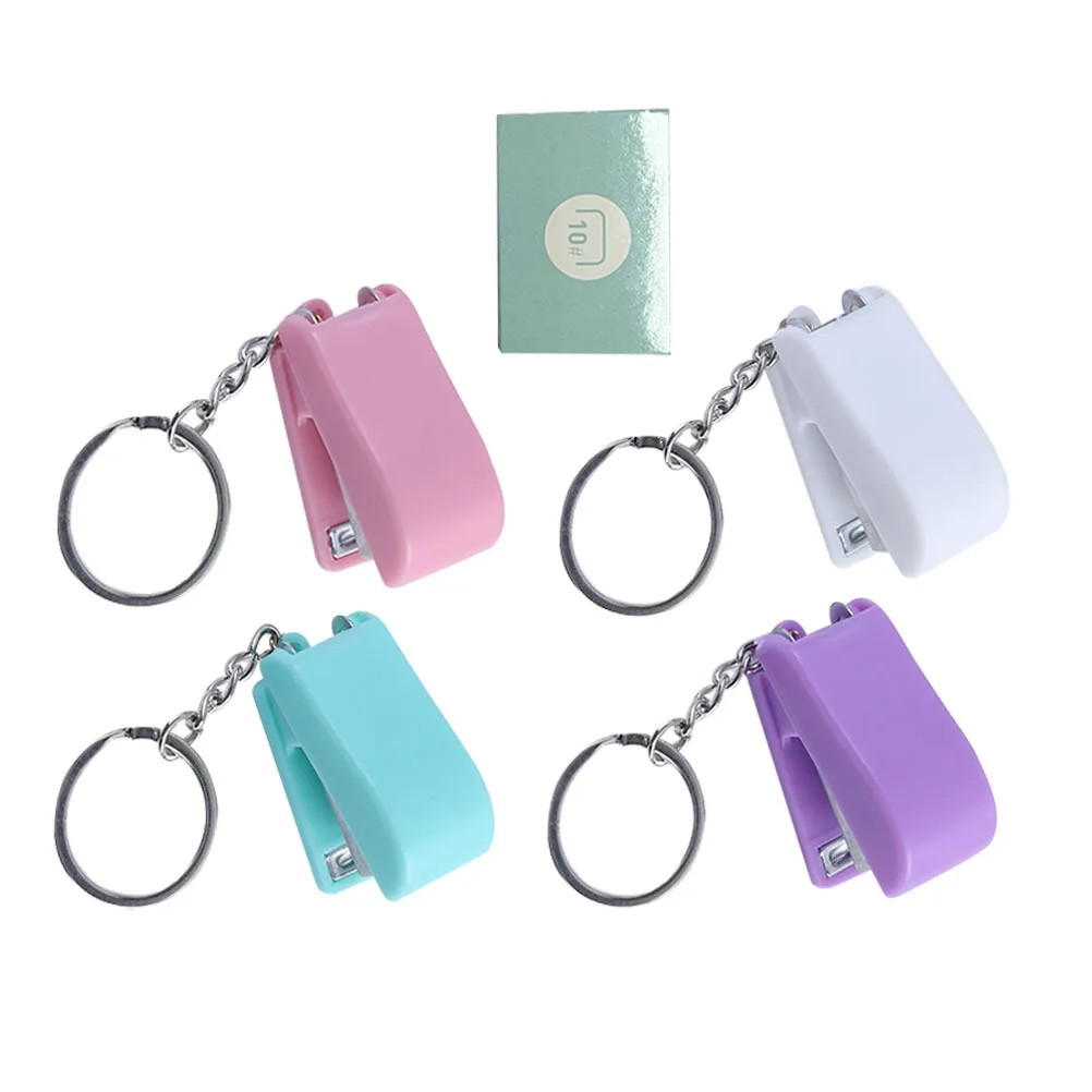 1Set Mini-Hefter, Schlüsselanhänger zum Aufhängen, kleiner tragbarer Hefter, Buchbindungswerkzeug, leicht, für Schule, Büro, Zuhause