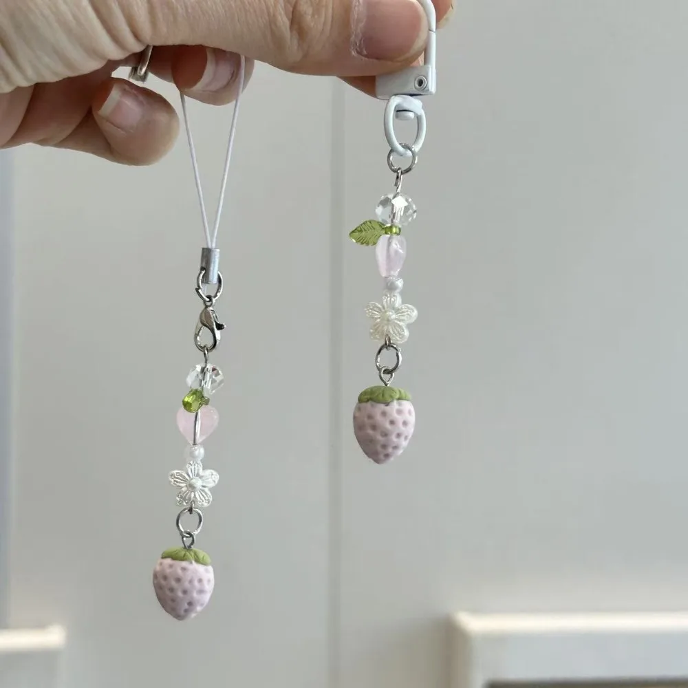 

Creative Sweet Girly Star Strawberry Butterfly Beaded Phone Lanyard Handmade Charm for CCD Camera Bag Pendant Cute Keychain