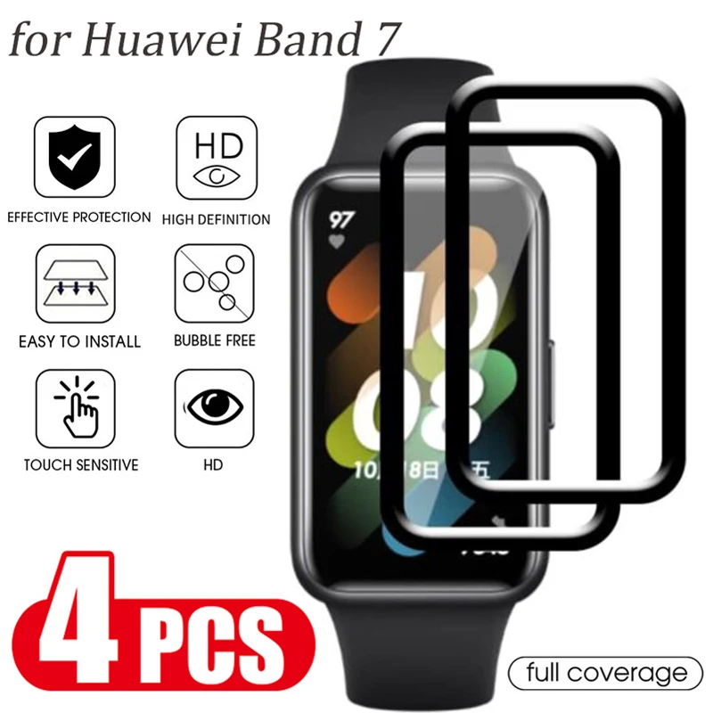 For Huawei Band 7 Full Curved Protective Film Screen Anti-Scratch Protector for Band7 Smartwatch Soft Film Cover