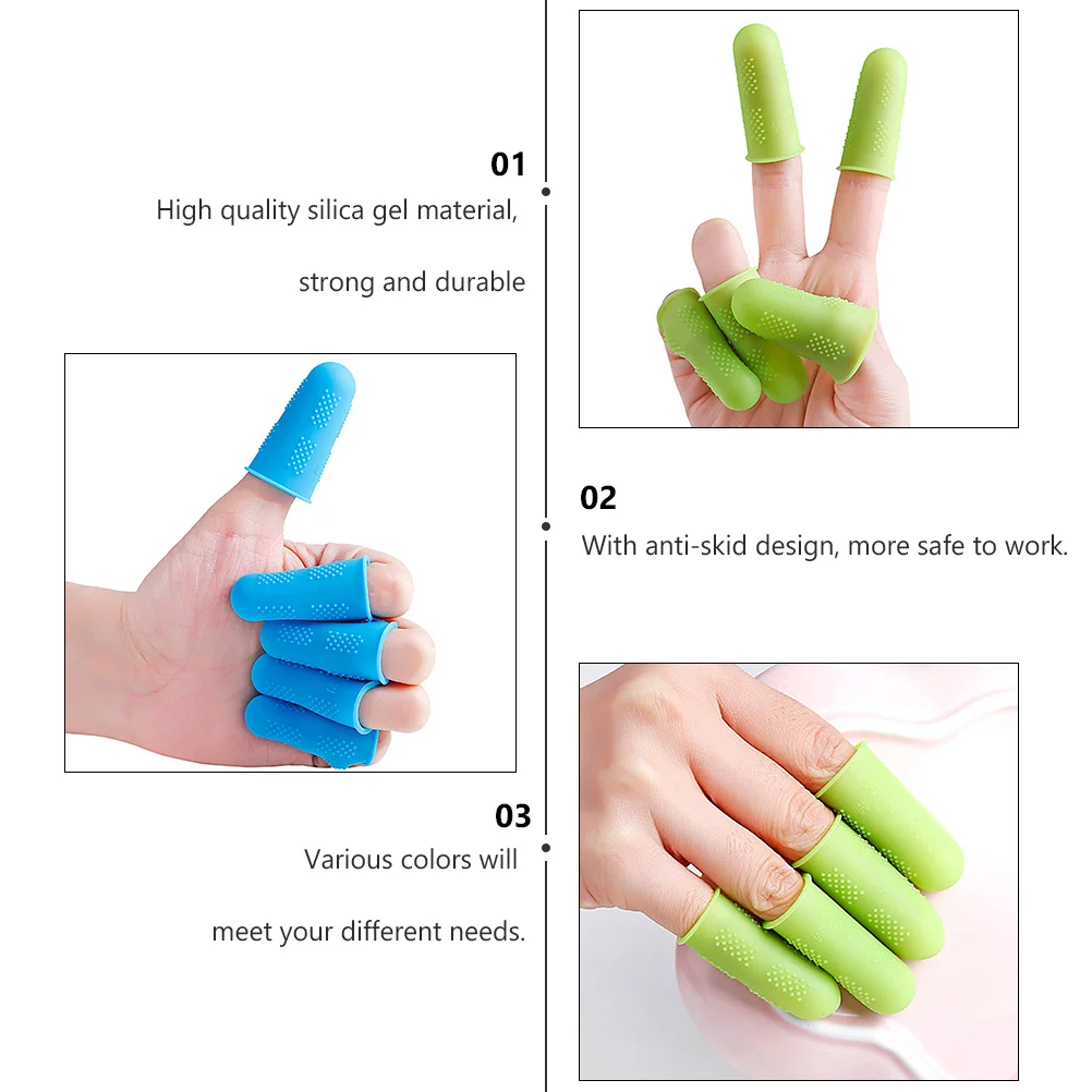 1Set Durable Silicone Finger Sleeves Protective Anti-Scald Anti-Skid Finger Cover Comfortable Elastic Thumb Protector