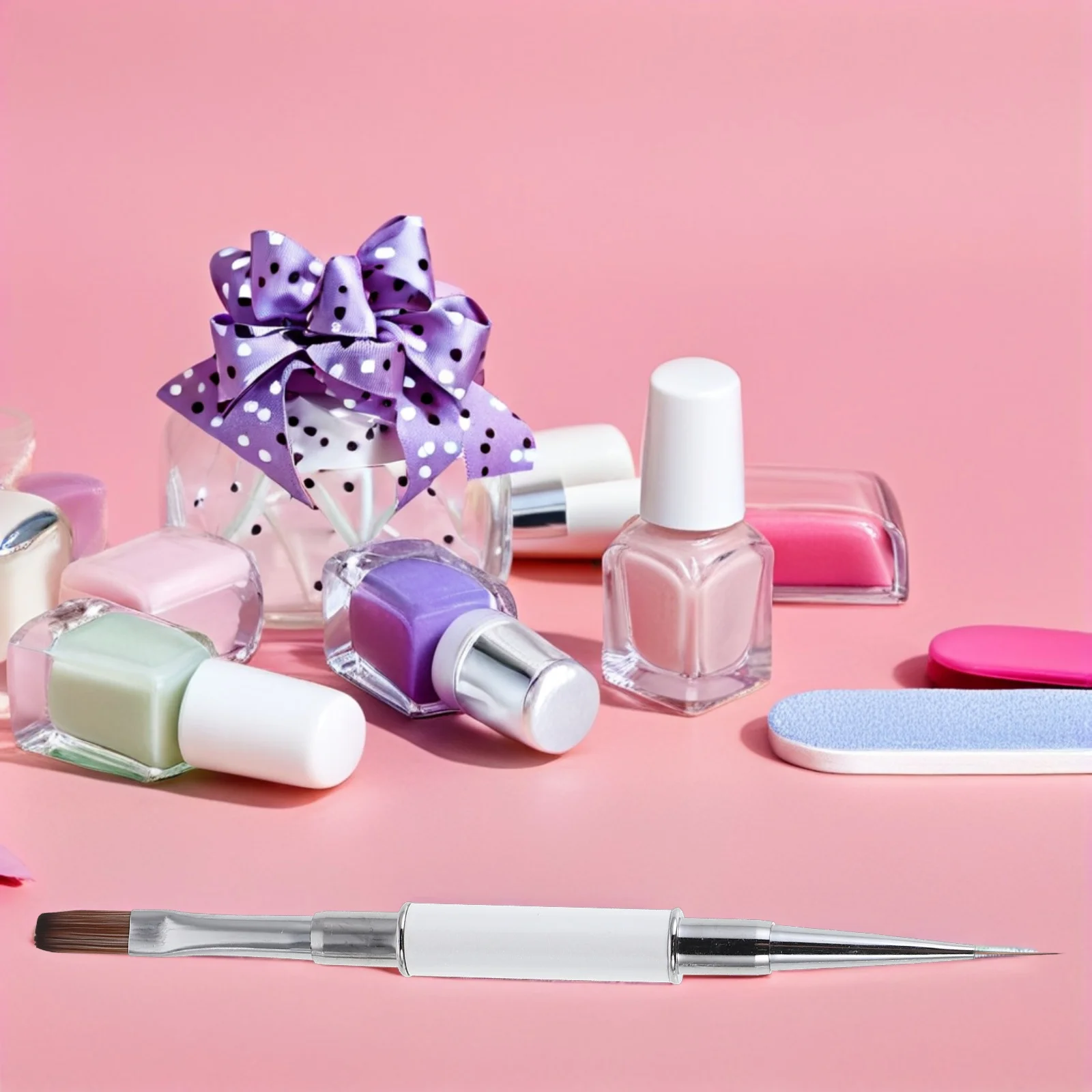 

3 Pcs Nail Art Brush Set Nails Pen for Girls Tools Drawing Double-ended Liner Nylon Salon Supplies Dotting