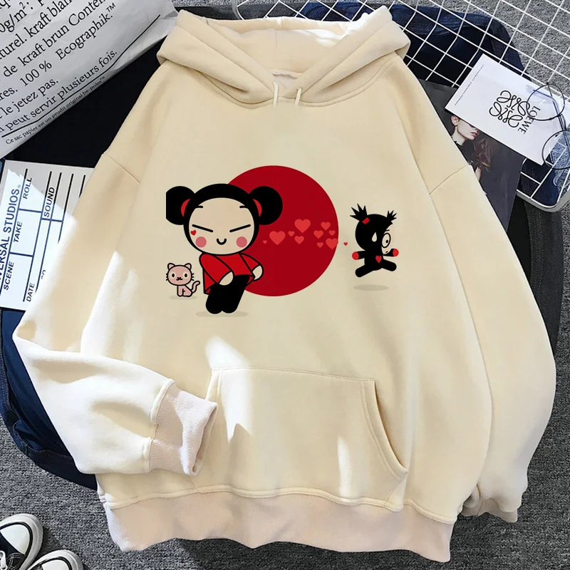 Pucca hoodies women vintage graphic 2025 streetwear Pullover clothes women graphic tracksuit Plus size hoodie
