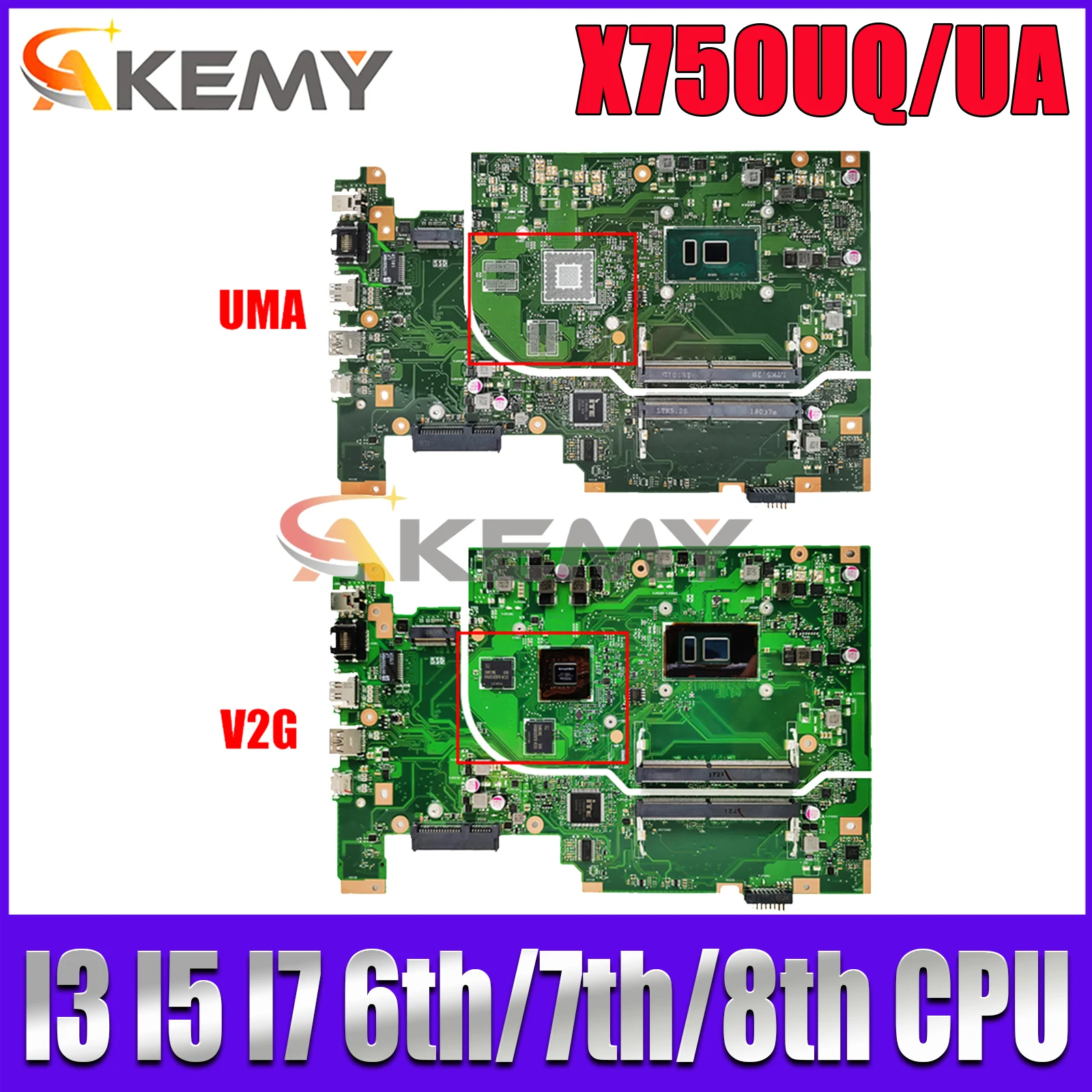 

Akemy X705UQ Mainboard X705UV X705UB X705UN X705UBP X705UQ X705UA Laptop Motherboard 4415 I3 I5 I7 7th/8th Gen 100% Test