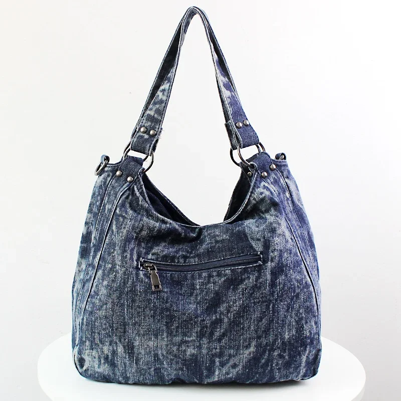 New in Denim Bags for Women Casual Shoulder Crossbody Bag with Diamomd Lip Dec Jeans Handbag Tote Bag