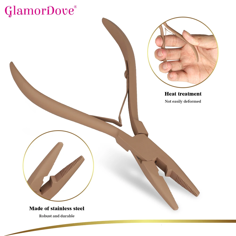 Hair Threader Loop Tool Hair Extension Pliers Kit Micro Beads Closer Plier Mini Size Metal Sectioning Clips And Matte Color Hair