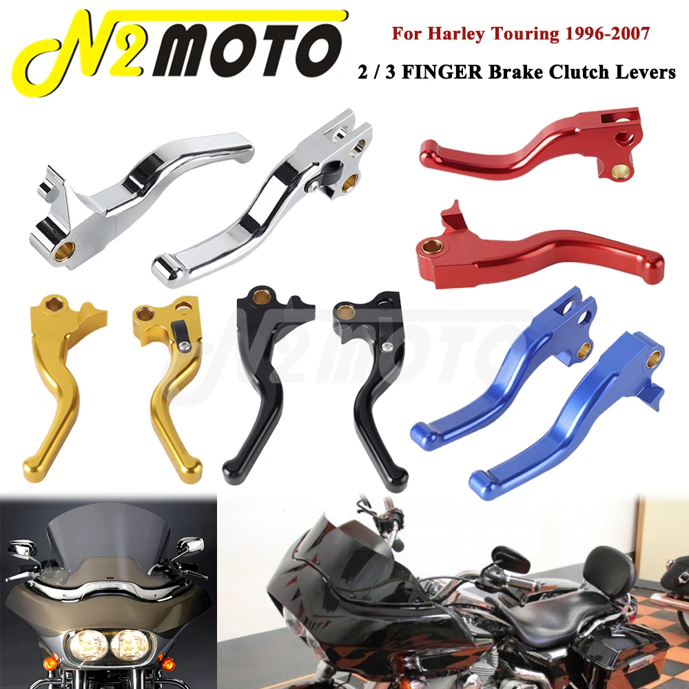 

Motorcycle Short Brake Clutch Levers 2/3-Fingers Controls For Harley Touring Street Glide Road King Electra Road Glide 1996-2007