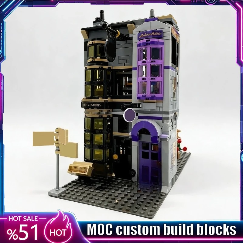 644PartsMagic Diagon Alley Robe Shop Street View Building Model Custom Building Blocks DIY Educational Assembly Birthday Gifts