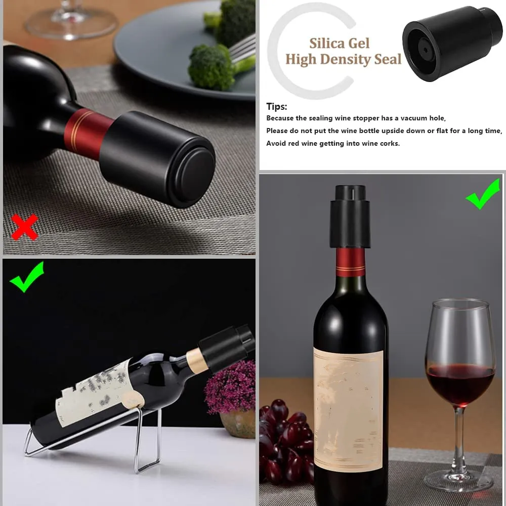 Vacuum Wine Saver Stopper with Integrated Date Ring Lets You Record Bottle Opening Time Maintains Wine Without Refrigeration