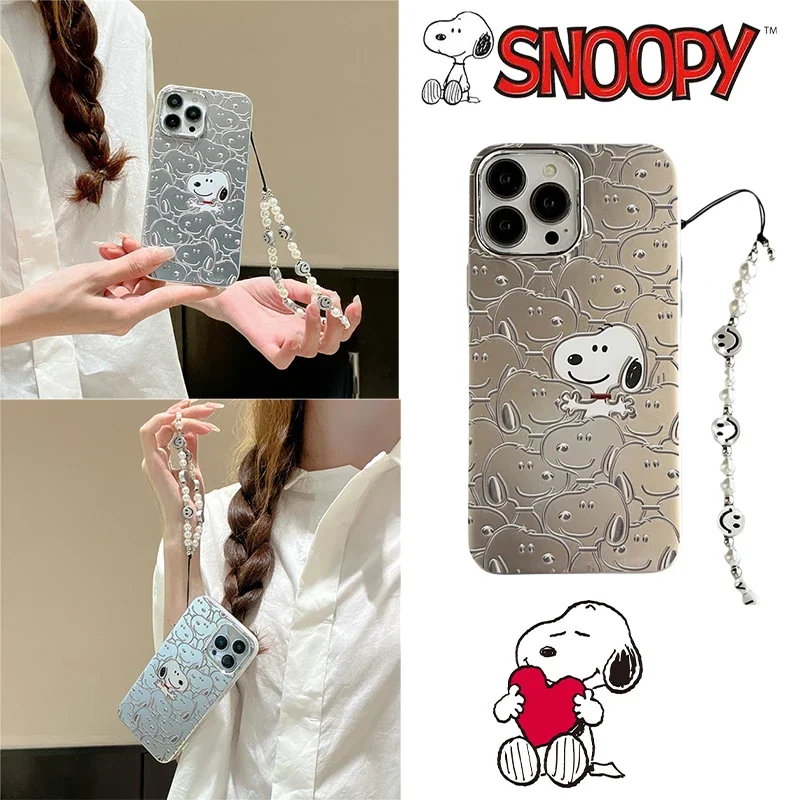 

Мягкий чехол для телефона Snoopy для Iphone 14, 13 Pro, 12, 11 Max, мультяшный защитный чехол с брелоком, милый декоративный чехол с линией в подарок