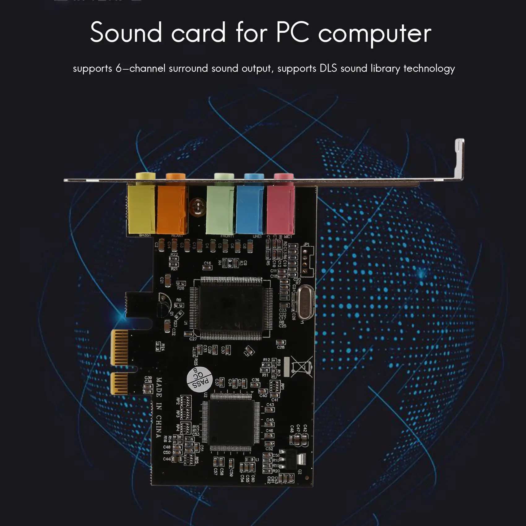 Carte son PCIe pour ordinateur de bureau, carte son PCI-E bronchCMI8738, puce 32/64 bits, stéréo 5.1 canaux, carte son intégrée pour PC