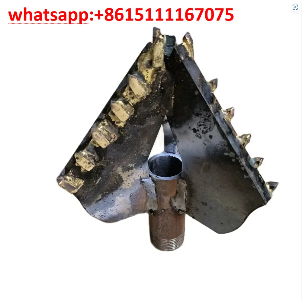 Soil Sand Layer Three-Wing Spiral Alloy Drill Bit, 1 Inch Drill Rod Matching Water Well Construction Spare Part