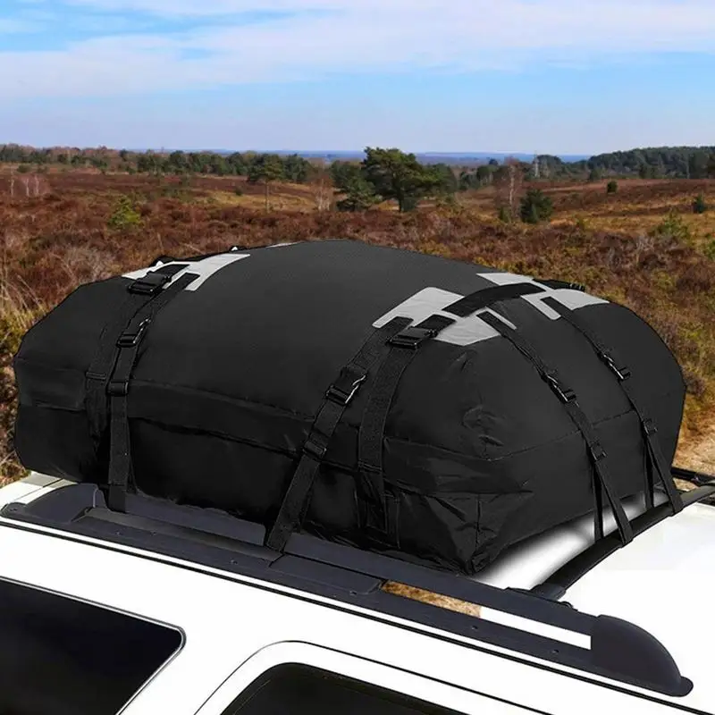 Oxford Cloth Car Roof Bag 600D Roof Rack Cargo Carrier 15 Cubic Feet Foldable Design Car Cargo Roof Bag Waterproof Soft Car Bag