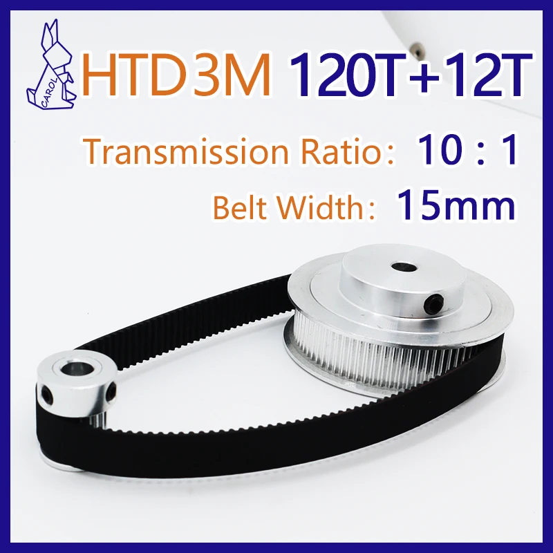 

120Teeth 12Teeth HTD 3M Timing Pulley Set Belt Width 15mm 3M Synchronous Wheels Set 12Teeth 120T 120Teeth 12T HTD3M Pulleys Set