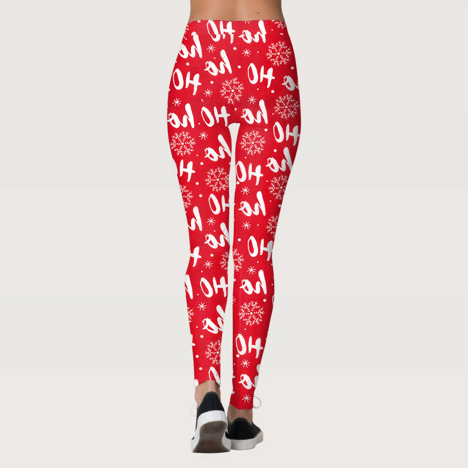 

Womens Christmas Leggings High Waist Butt Lift Snowflake Print Skinny Pants Harajuku Seamless Fitness Xmas Holiday Party Legging