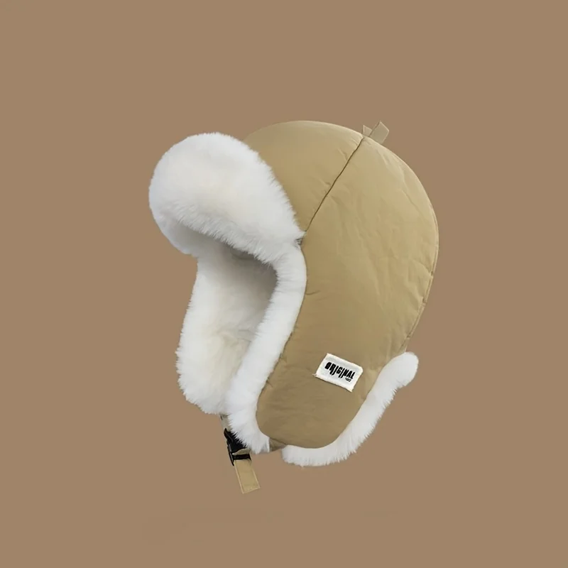 1 unisex autumn/winter cycling hat, thickened plush to resist cold and keep warm, extended ear protection design, windproof