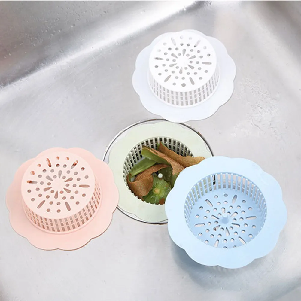 

Plastic Mesh Sink Strainer Flower Shaped Round Basket Strainer Random Color Universal Kitchen Bathroom Drain Filter Micro