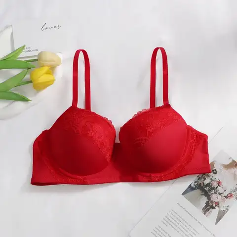 Sexy Red Lace Underwire Push Up Bra with Padded Cups Adjustable Straps & Back Closure for Women Comfortable Everyday Lingerie