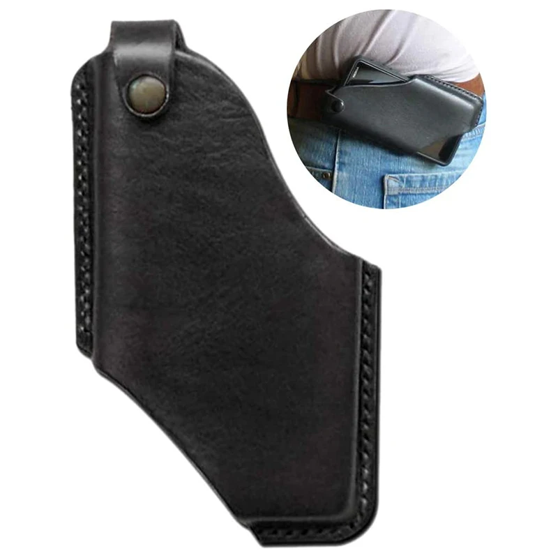 Leather Cell Phone Holster Retro Sheath with Belt Loops Mobile Phone Belt Cover for Mens Outdoor Waist Hanging Belt